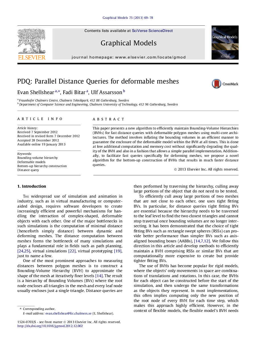 PDQ: Parallel Distance Queries for deformable meshes