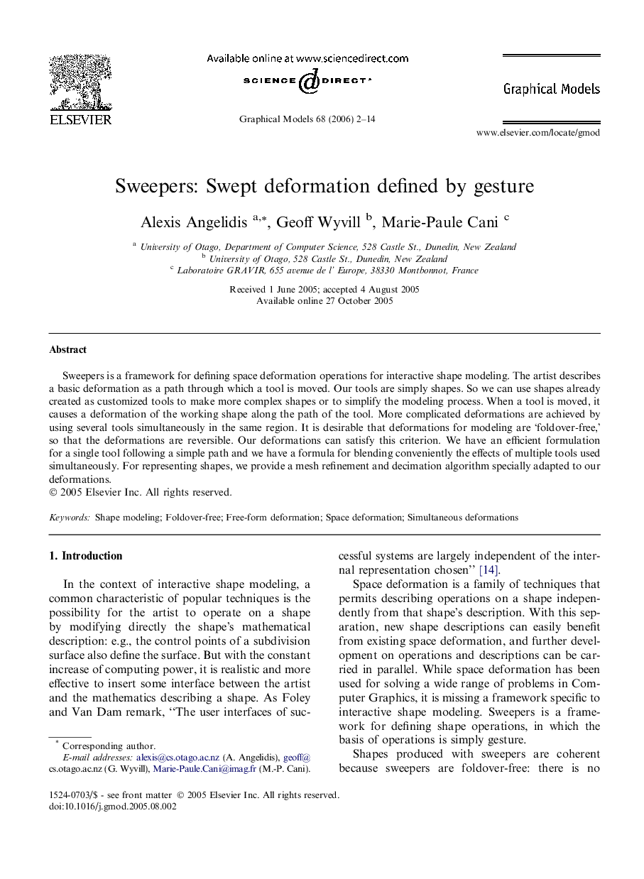 Sweepers: Swept deformation defined by gesture