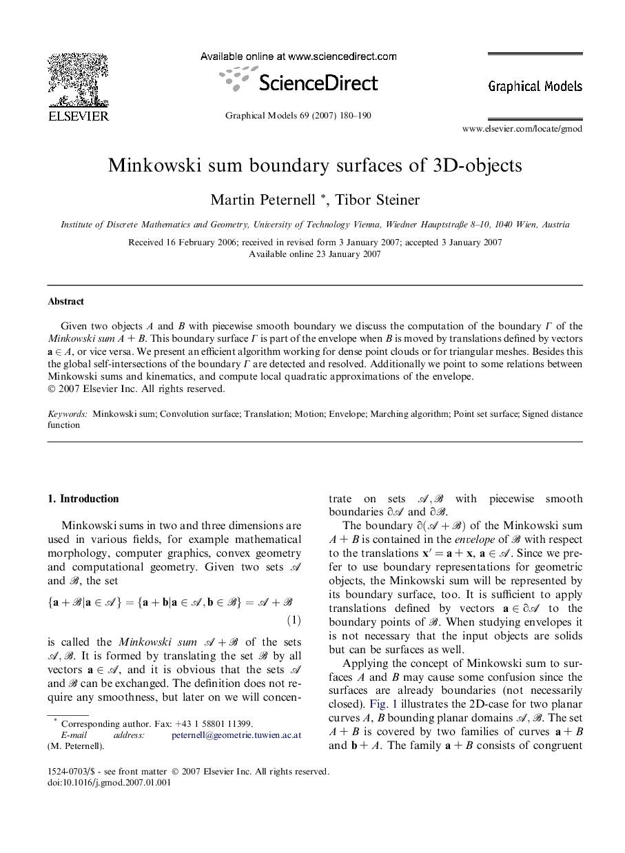 Minkowski sum boundary surfaces of 3D-objects