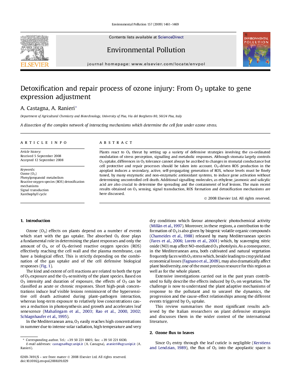 Detoxification and repair process of ozone injury: From O3 uptake to gene expression adjustment