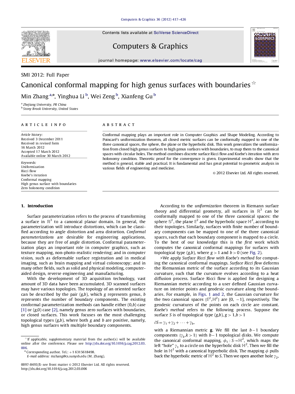 Canonical conformal mapping for high genus surfaces with boundaries 