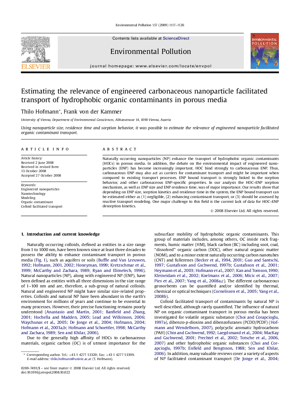 Estimating the relevance of engineered carbonaceous nanoparticle facilitated transport of hydrophobic organic contaminants in porous media