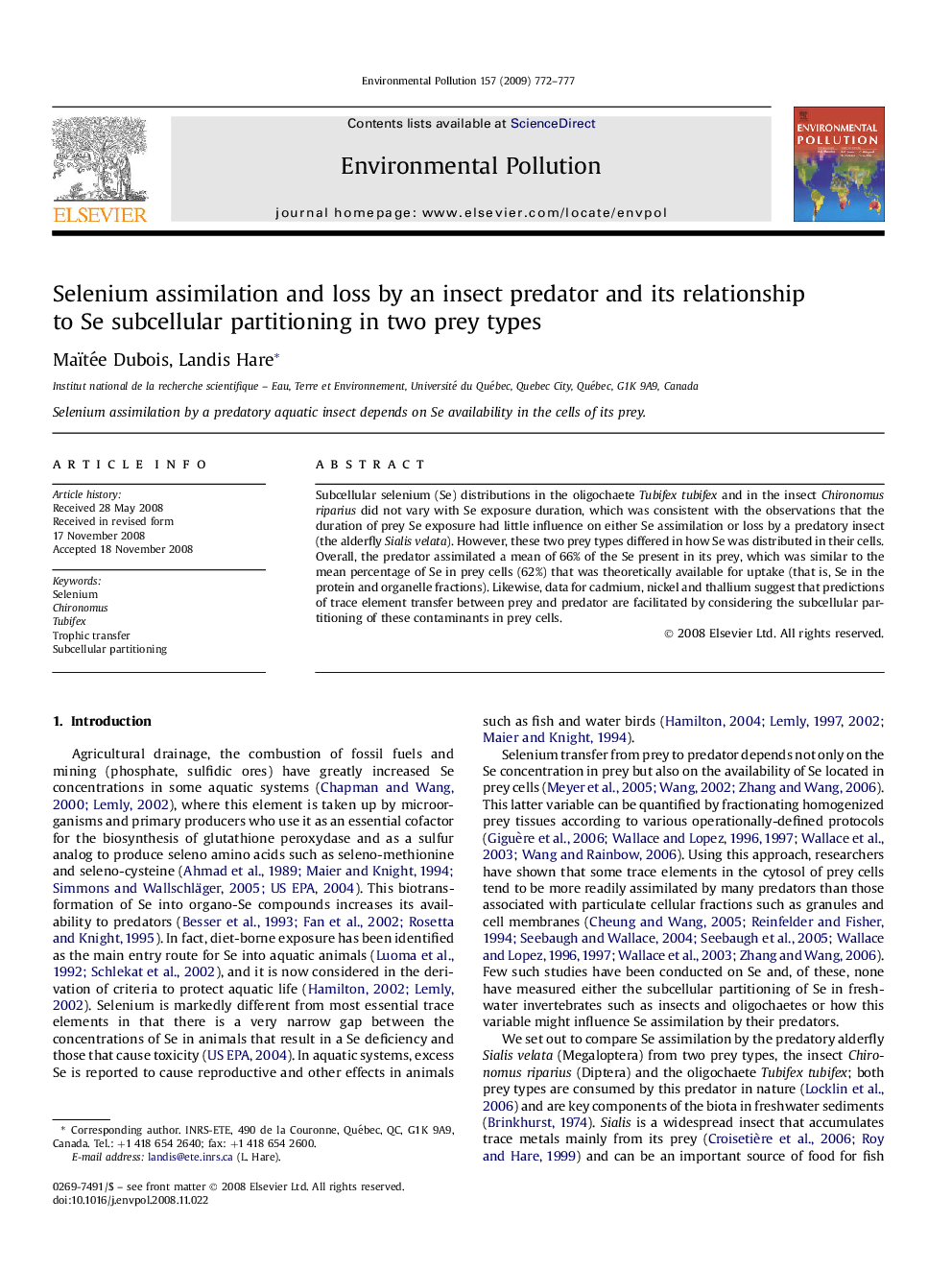 Selenium assimilation and loss by an insect predator and its relationship to Se subcellular partitioning in two prey types