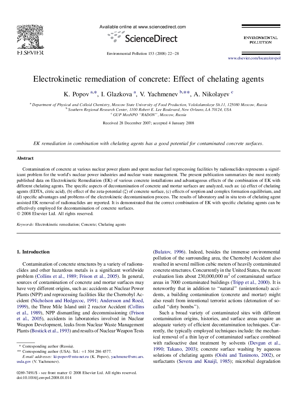 Electrokinetic remediation of concrete: Effect of chelating agents