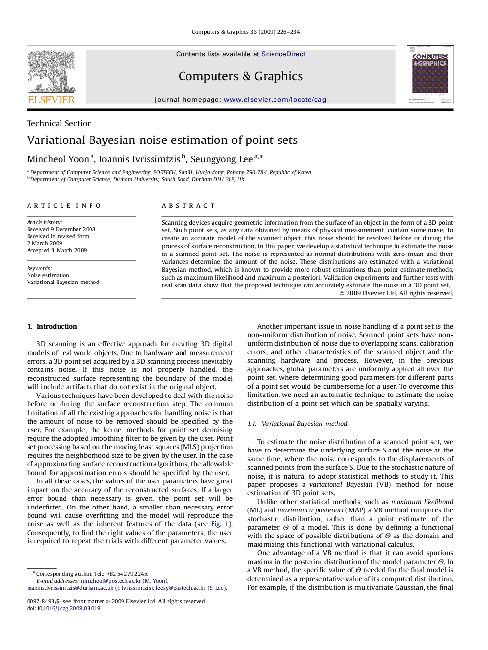 Variational Bayesian noise estimation of point sets