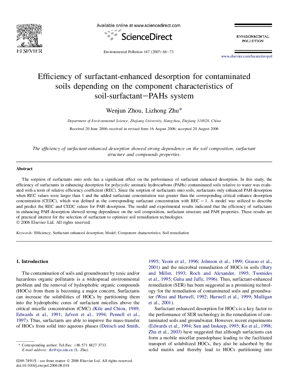 Efficiency of surfactant-enhanced desorption for contaminated soils depending on the component characteristics of soil-surfactant–PAHs system