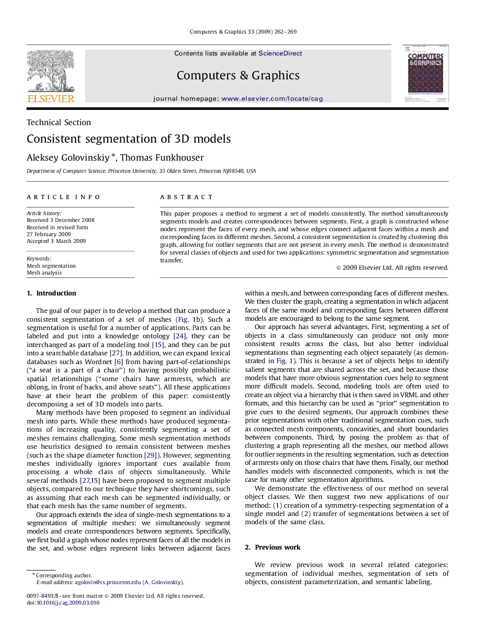 Consistent segmentation of 3D models