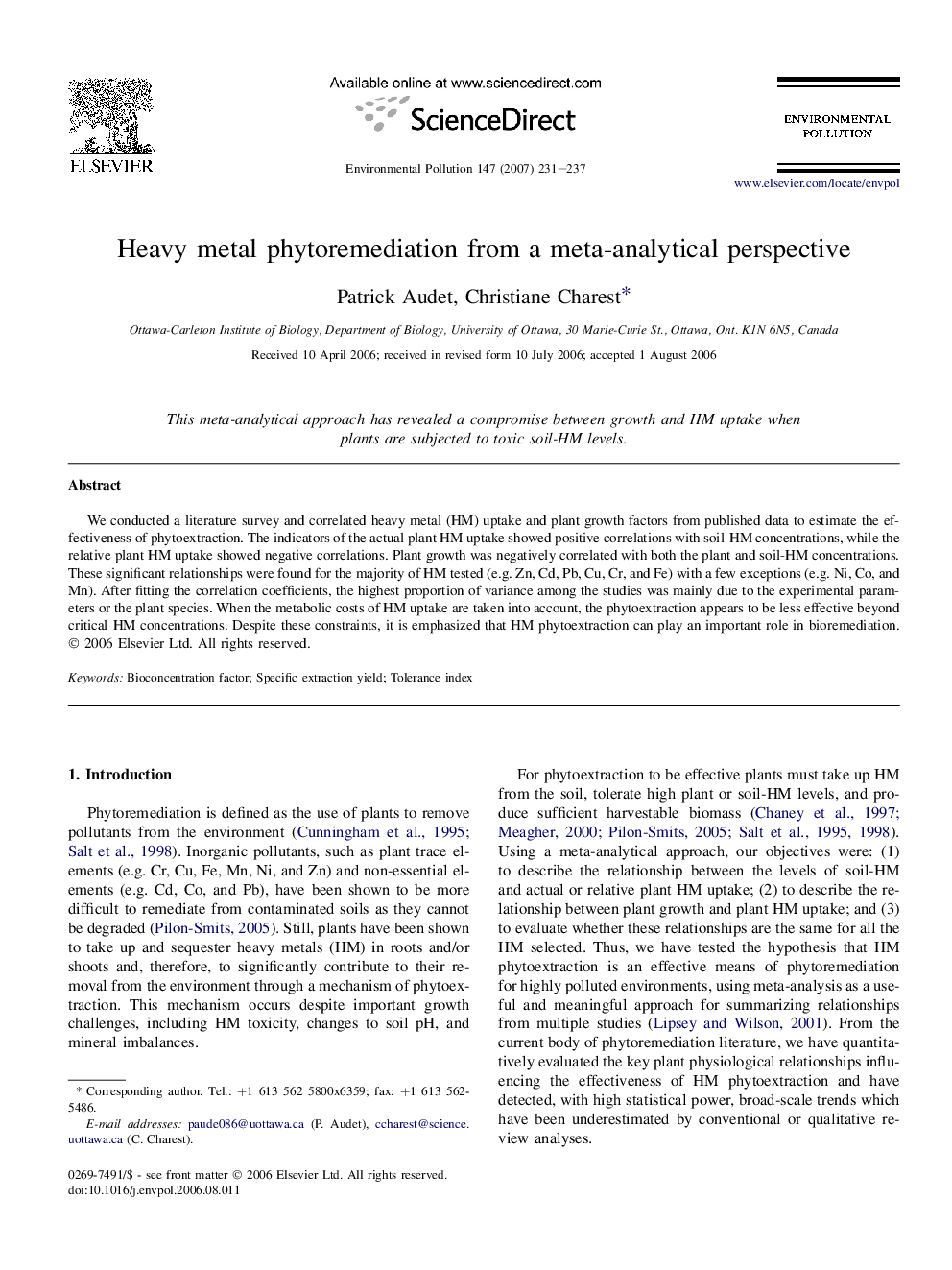 Heavy metal phytoremediation from a meta-analytical perspective