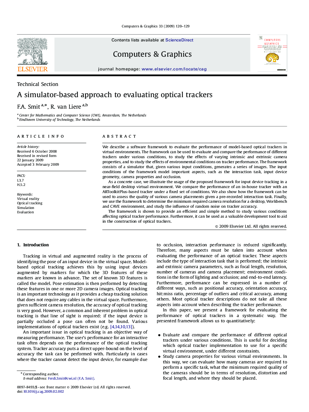 A simulator-based approach to evaluating optical trackers