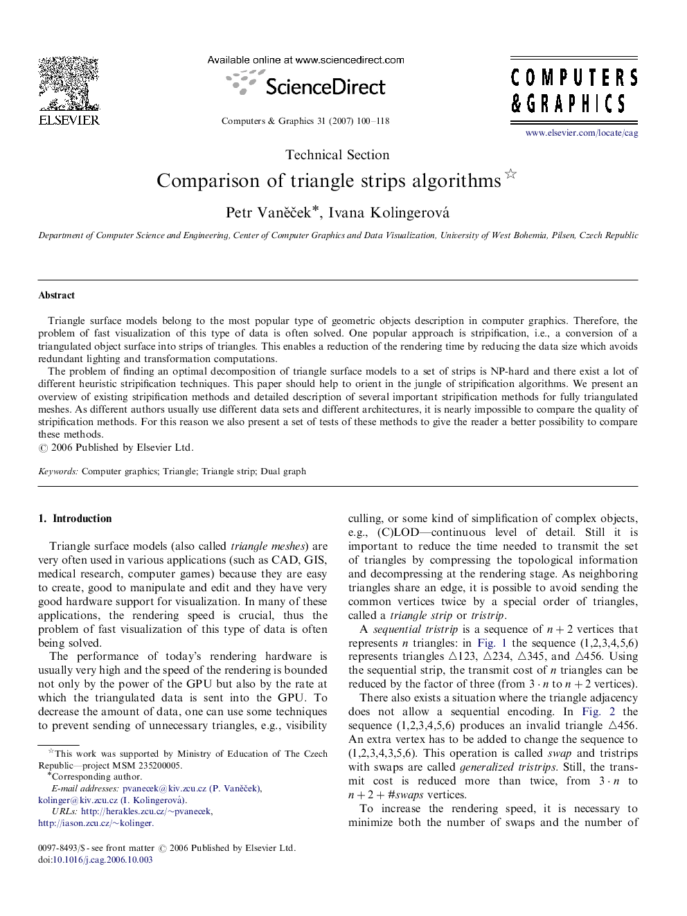 Comparison of triangle strips algorithms 