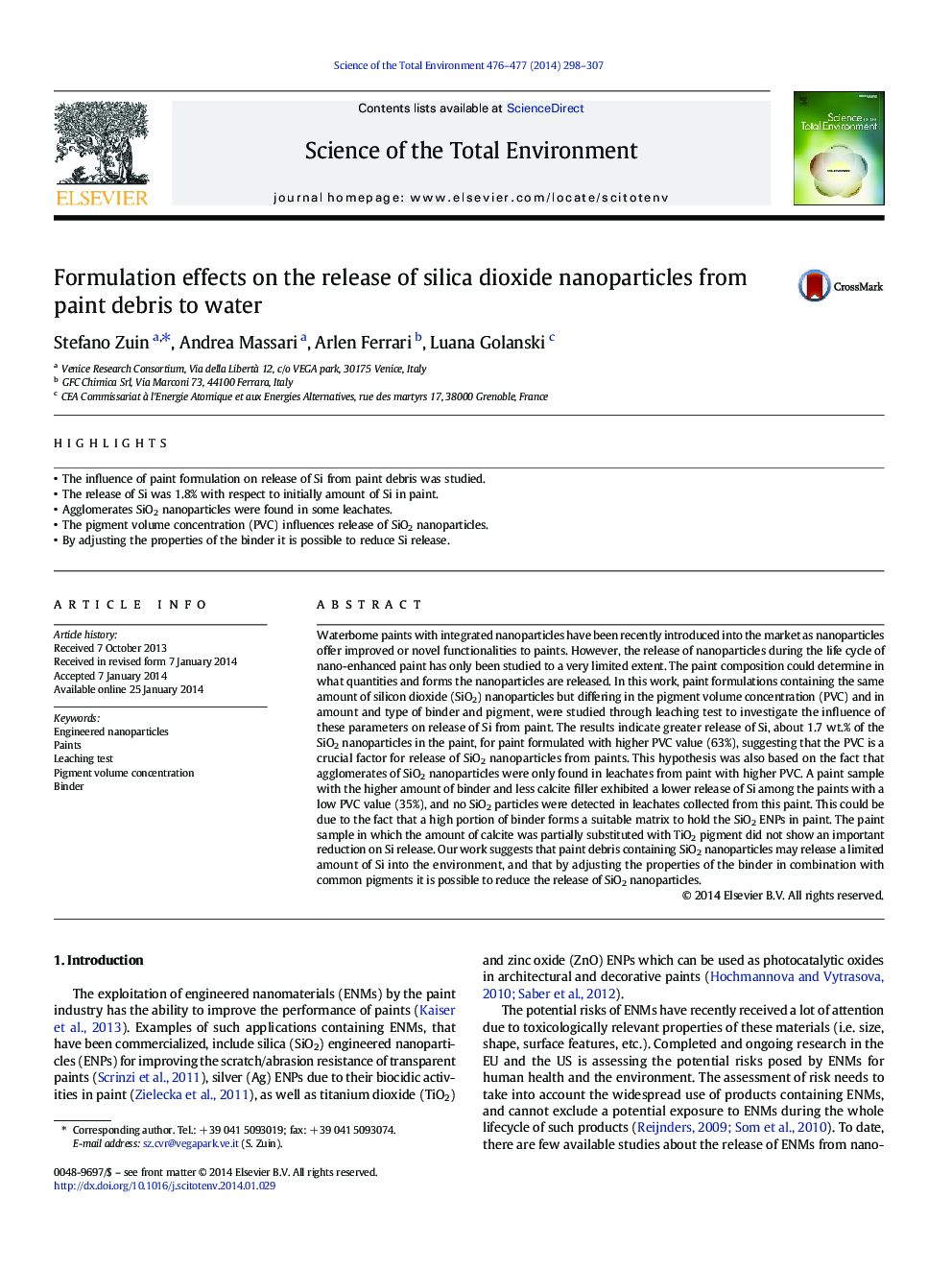 Formulation effects on the release of silica dioxide nanoparticles from paint debris to water