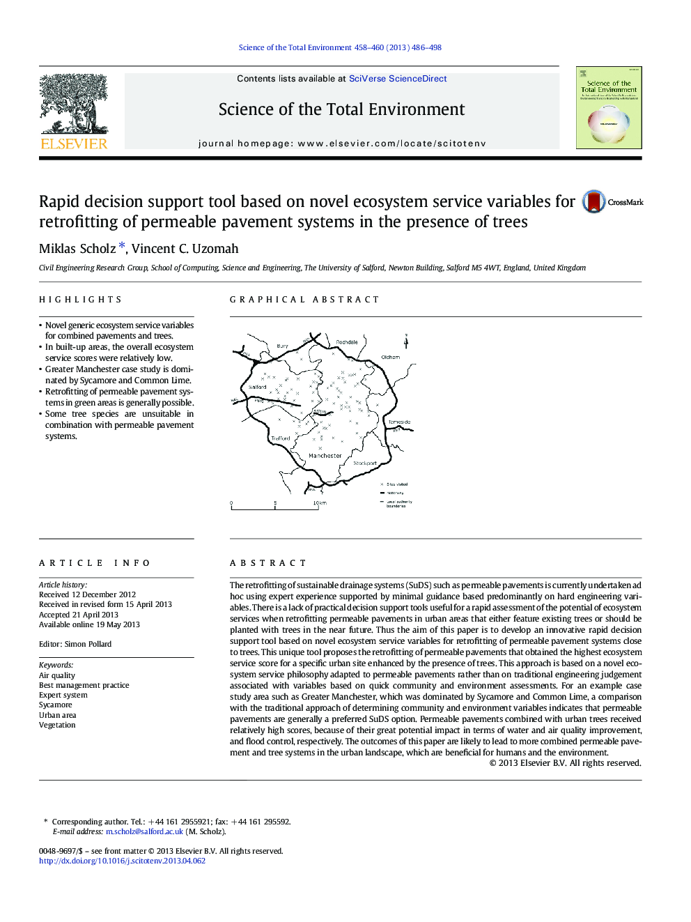 Rapid decision support tool based on novel ecosystem service variables for retrofitting of permeable pavement systems in the presence of trees