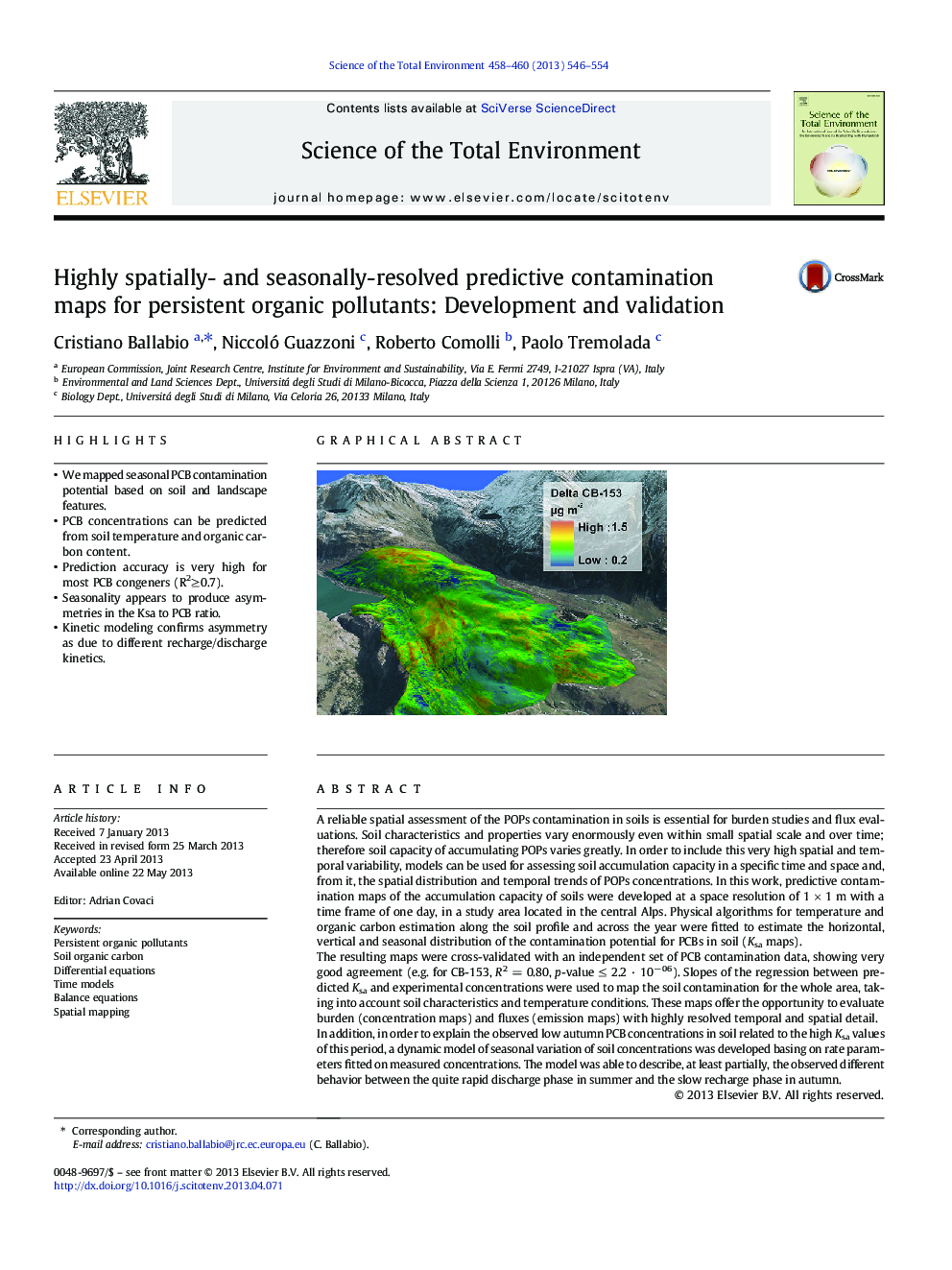 Highly spatially- and seasonally-resolved predictive contamination maps for persistent organic pollutants: Development and validation