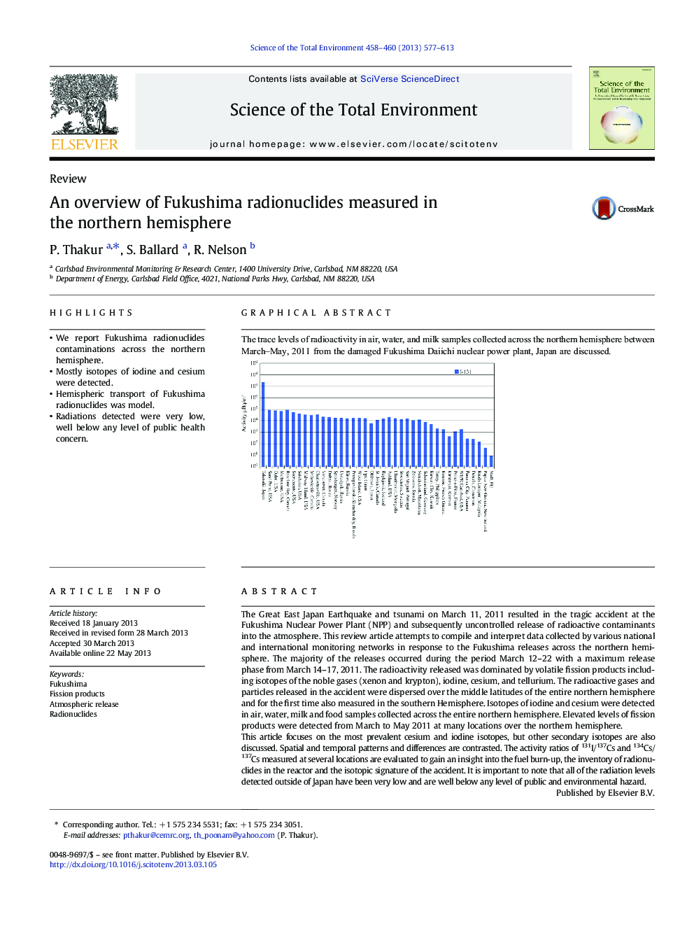 An overview of Fukushima radionuclides measured in the northern hemisphere