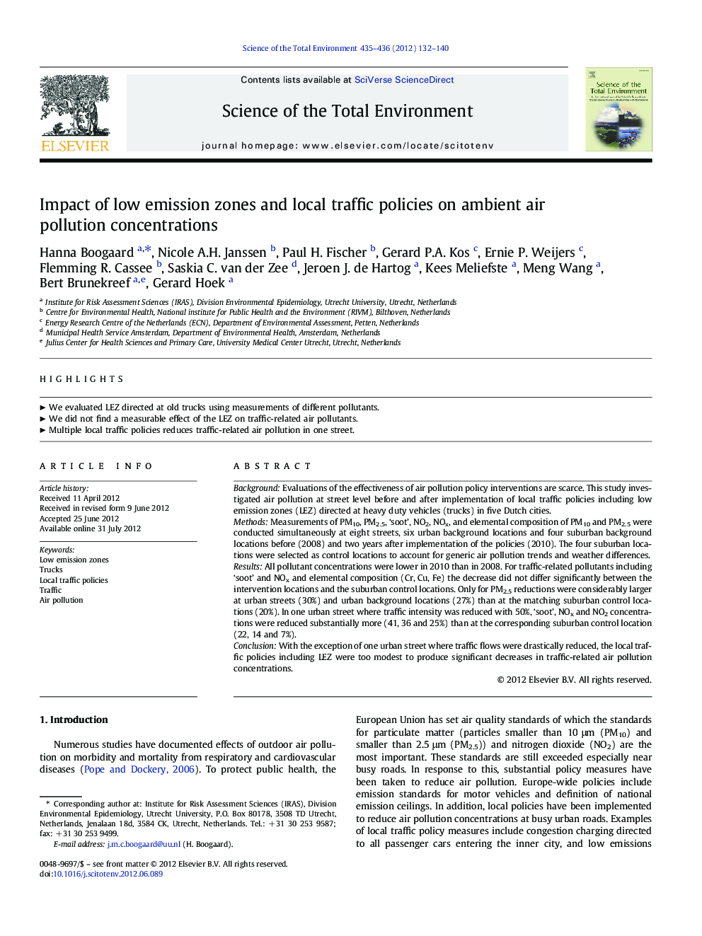 Impact of low emission zones and local traffic policies on ambient air pollution concentrations