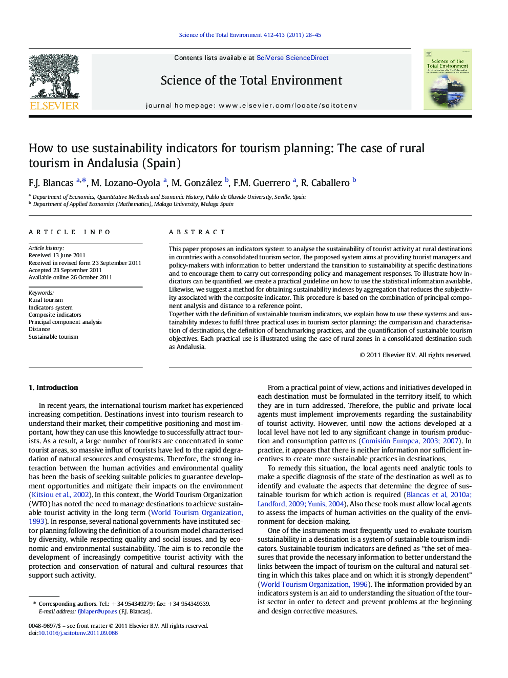 How to use sustainability indicators for tourism planning: The case of rural tourism in Andalusia (Spain)