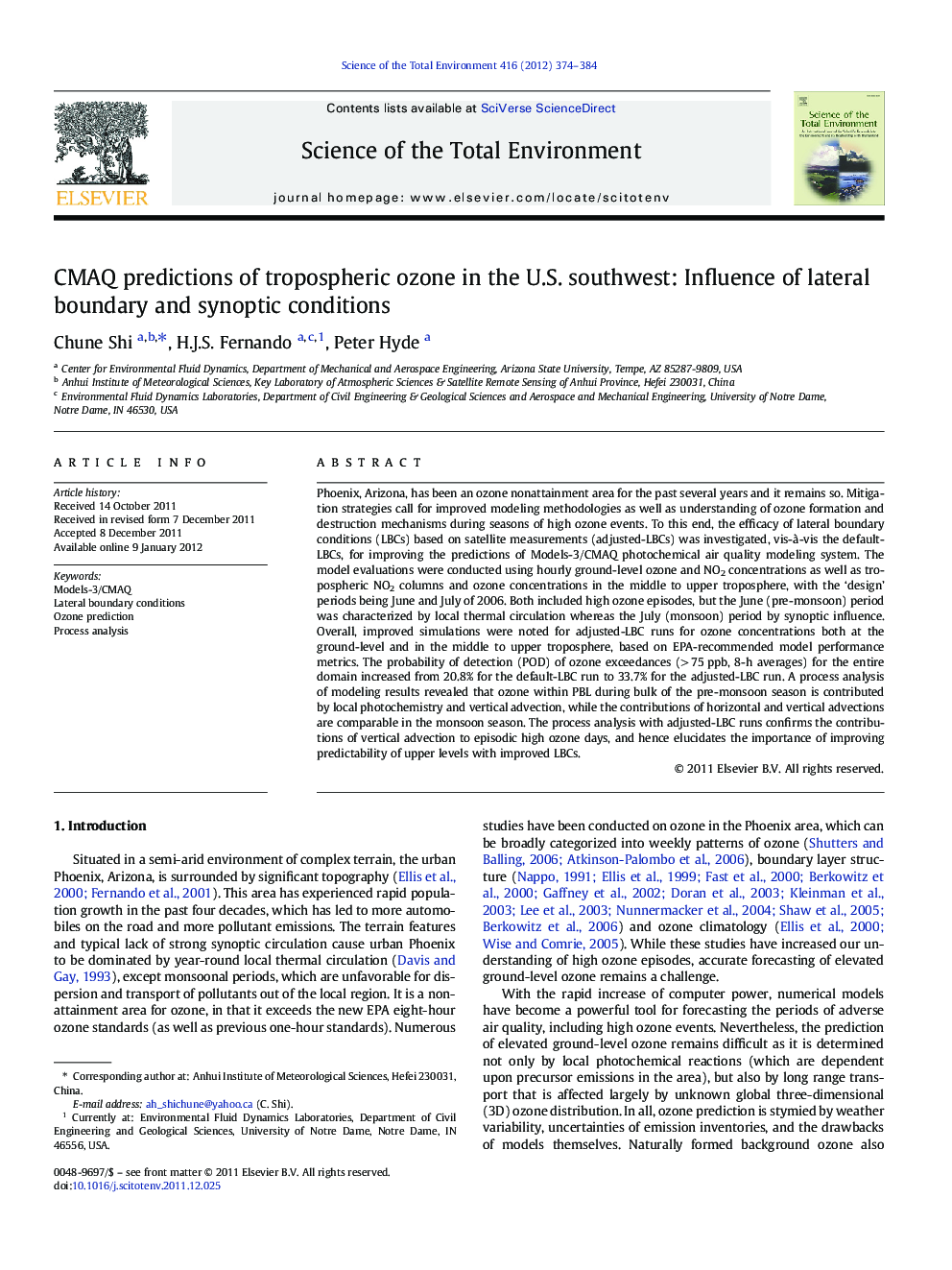 CMAQ predictions of tropospheric ozone in the U.S. southwest: Influence of lateral boundary and synoptic conditions