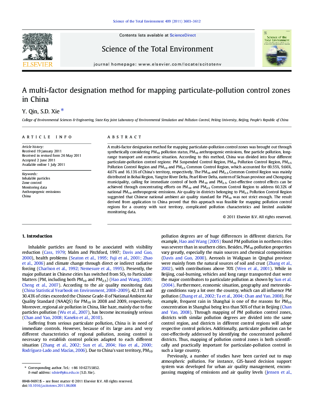 A multi-factor designation method for mapping particulate-pollution control zones in China