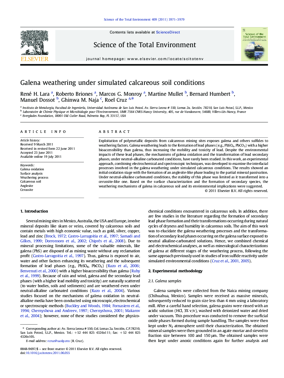 Galena weathering under simulated calcareous soil conditions