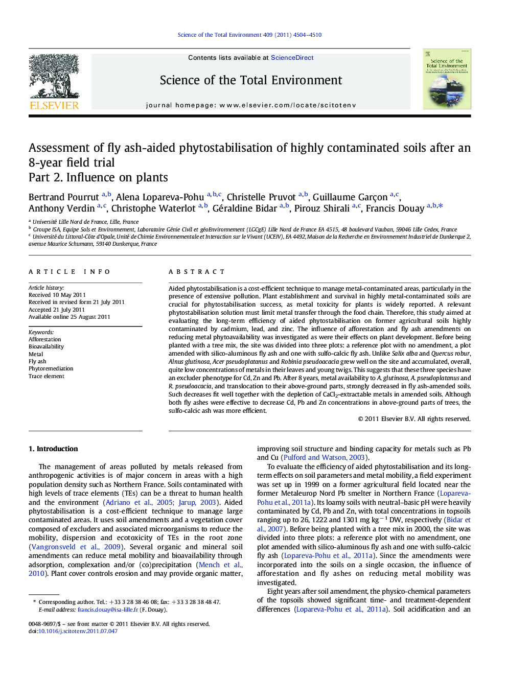 Assessment of fly ash-aided phytostabilisation of highly contaminated soils after an 8-year field trial: Part 2. Influence on plants