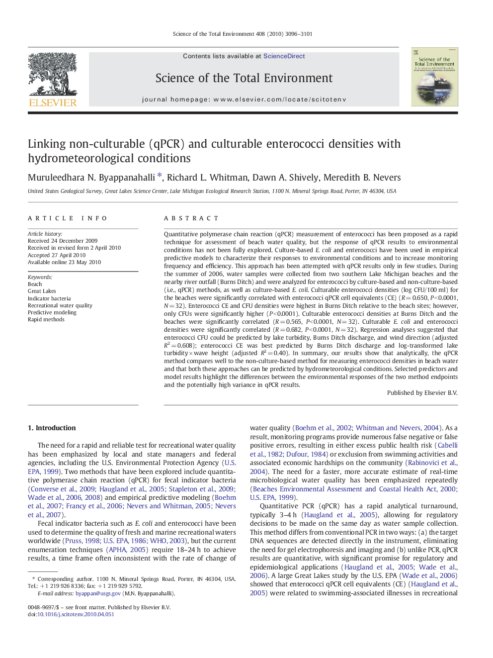 Linking non-culturable (qPCR) and culturable enterococci densities with hydrometeorological conditions