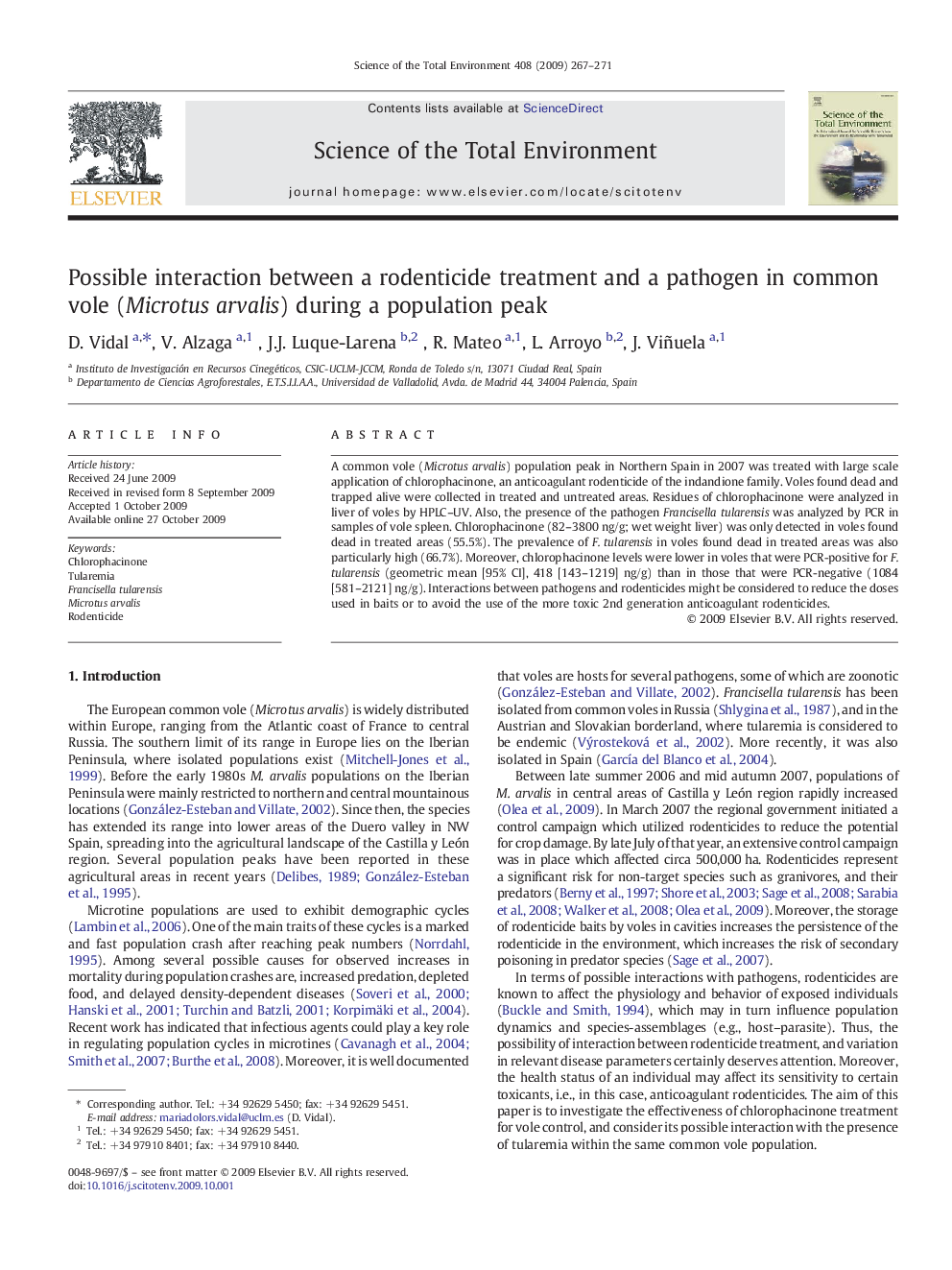 Possible interaction between a rodenticide treatment and a pathogen in common vole (Microtus arvalis) during a population peak