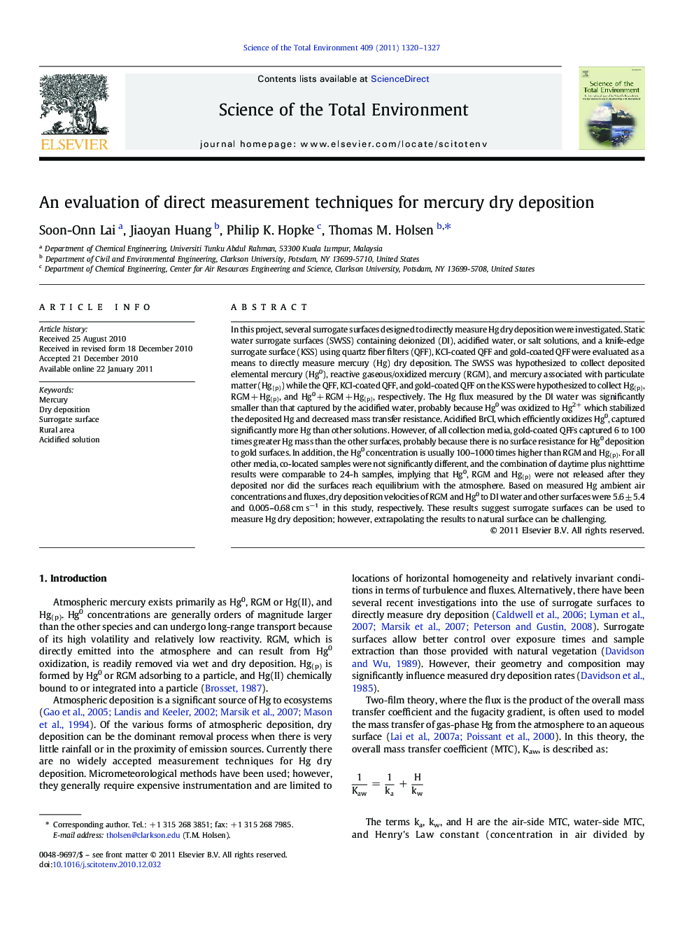 An evaluation of direct measurement techniques for mercury dry deposition