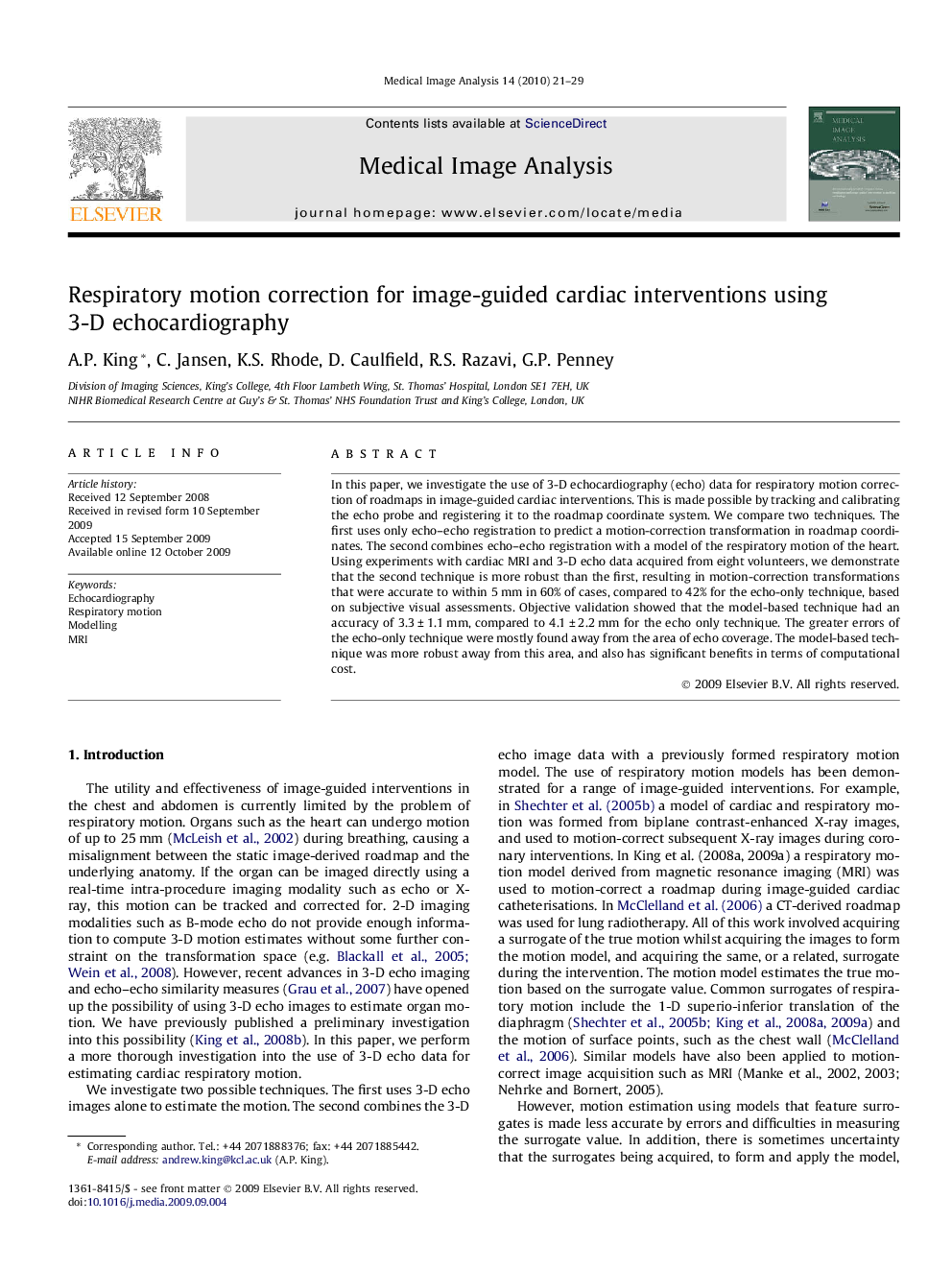 Respiratory motion correction for image-guided cardiac interventions using 3-D echocardiography