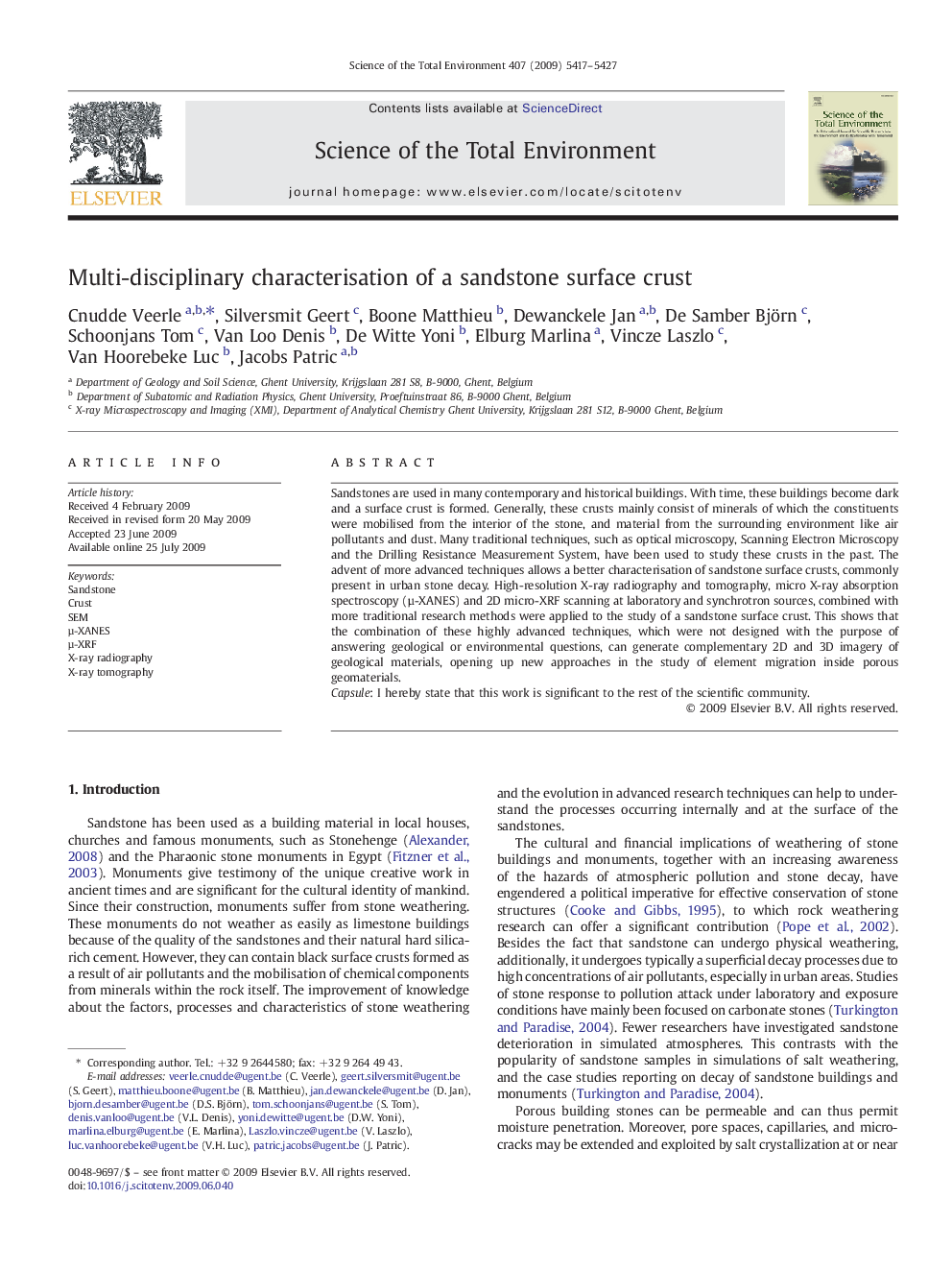 Multi-disciplinary characterisation of a sandstone surface crust