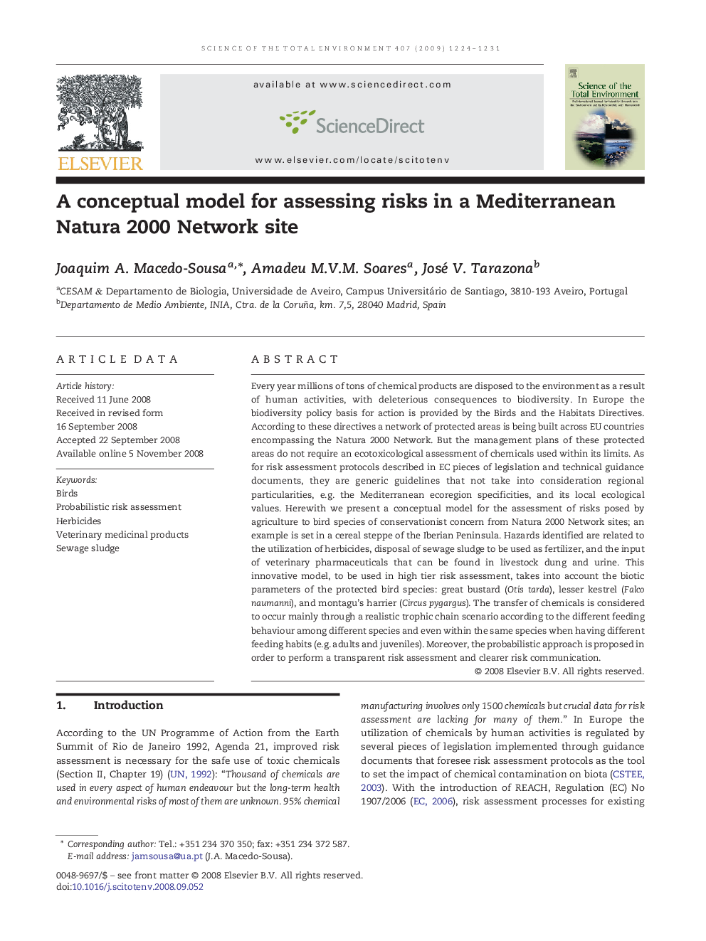 A conceptual model for assessing risks in a Mediterranean Natura 2000 Network site