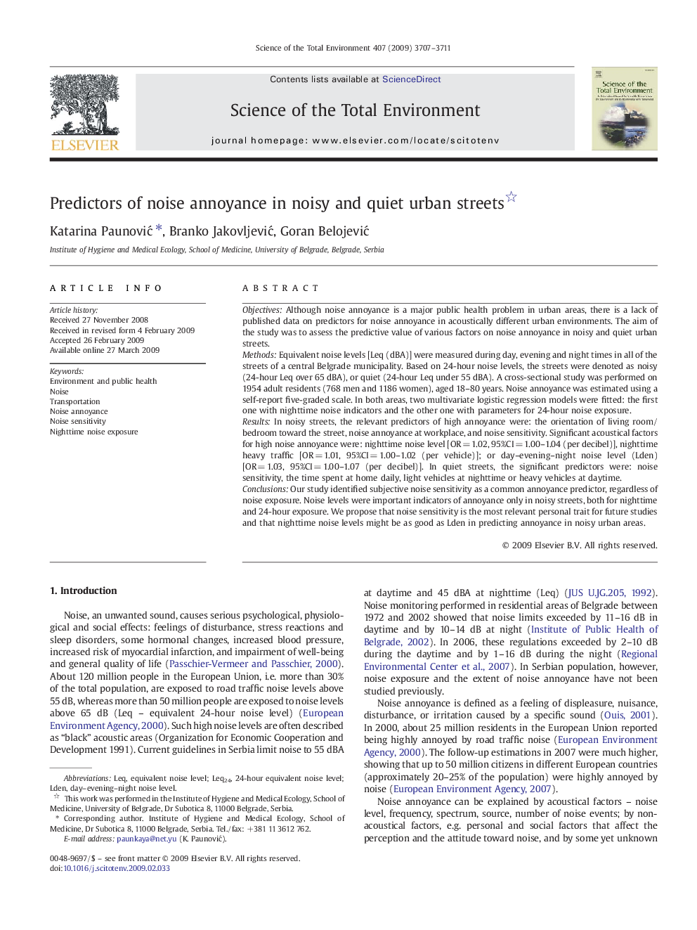 Predictors of noise annoyance in noisy and quiet urban streets 