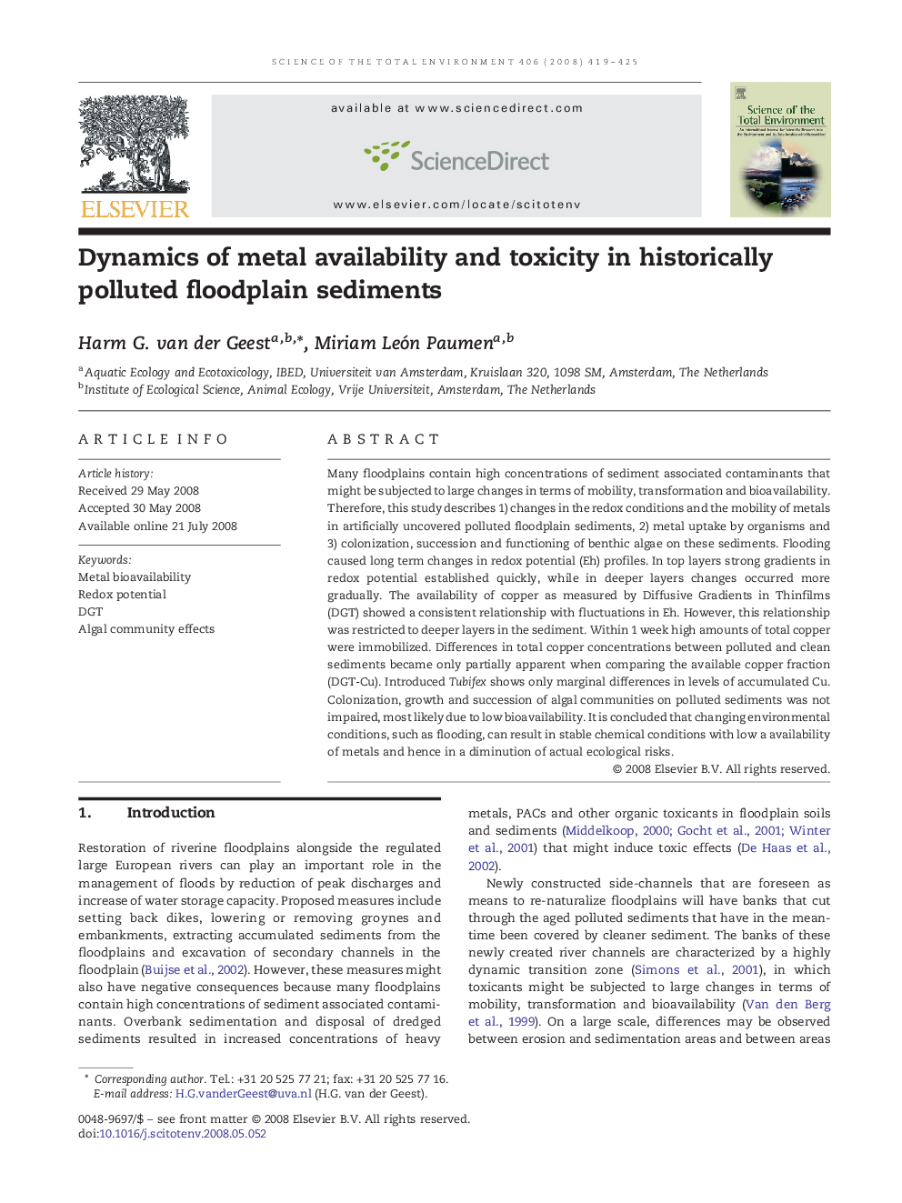 Dynamics of metal availability and toxicity in historically polluted floodplain sediments