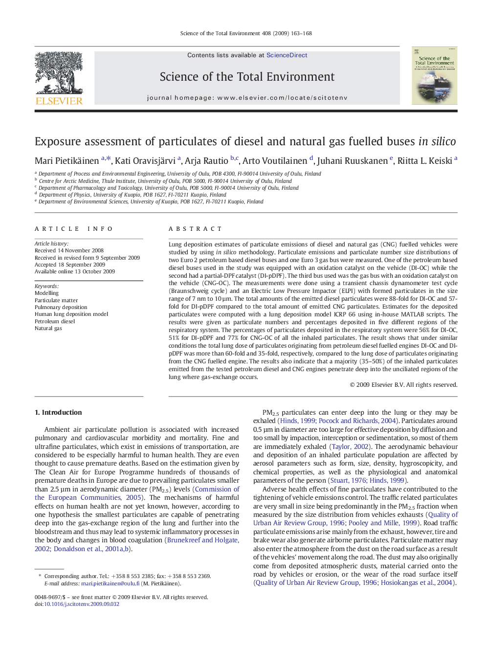 Exposure assessment of particulates of diesel and natural gas fuelled buses in silico