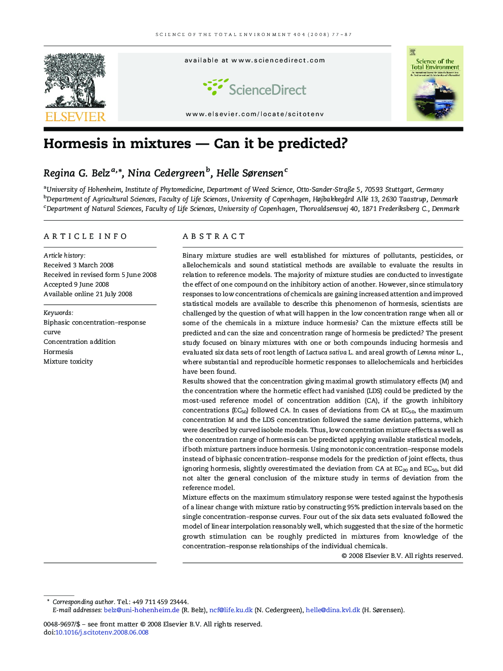 Hormesis in mixtures — Can it be predicted?