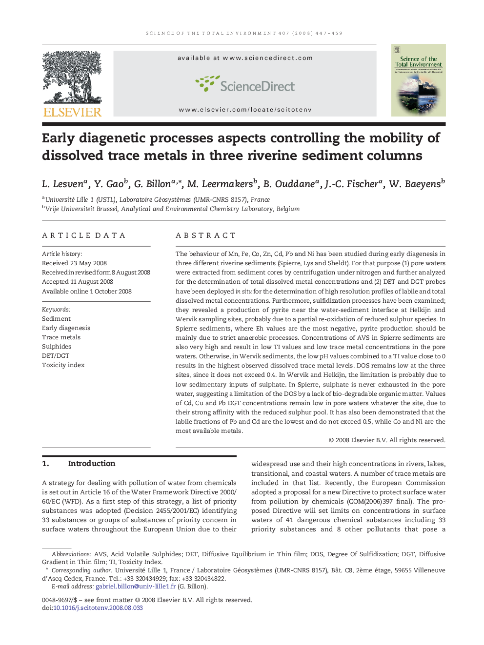 Early diagenetic processes aspects controlling the mobility of dissolved trace metals in three riverine sediment columns