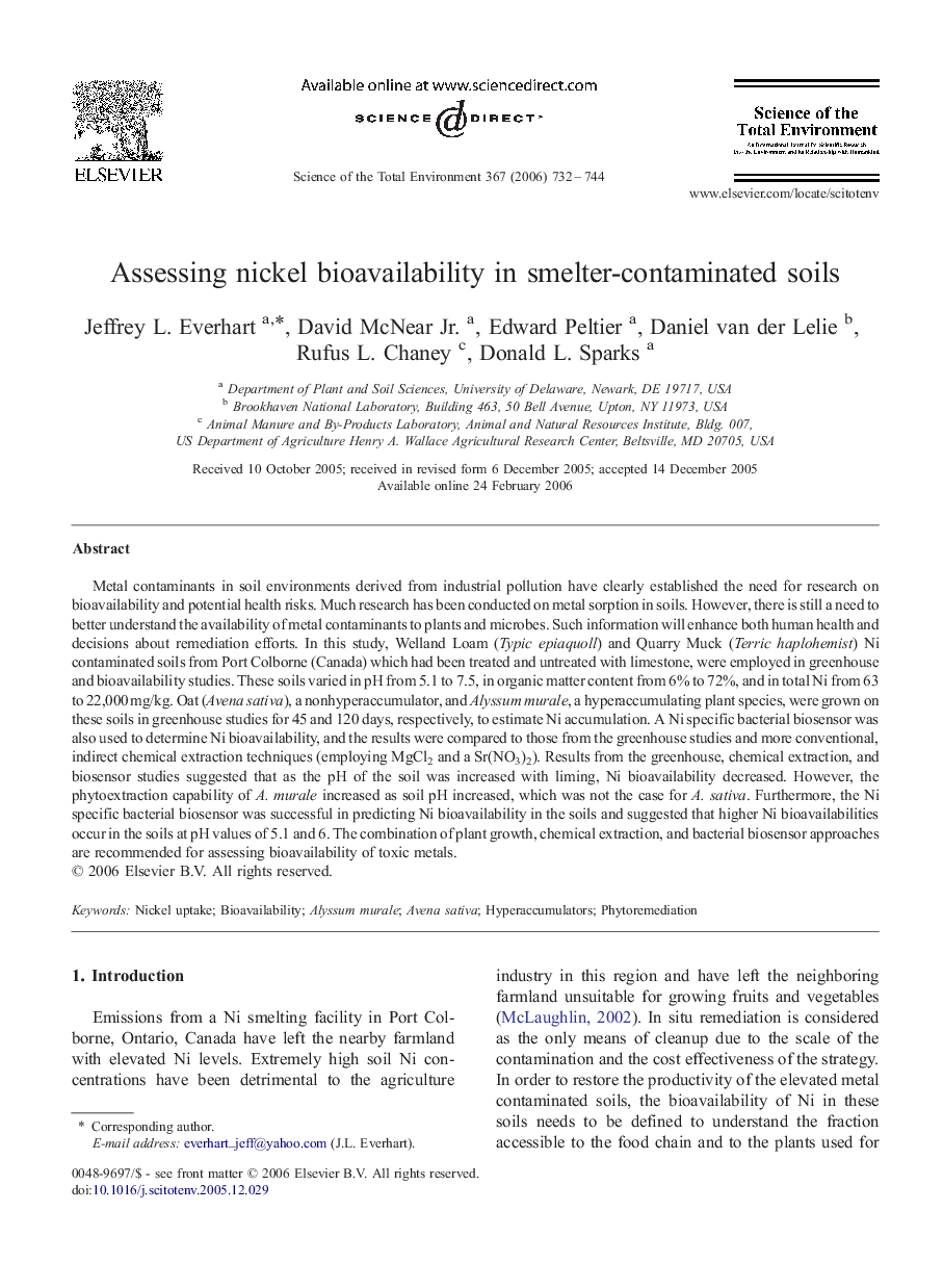 Assessing nickel bioavailability in smelter-contaminated soils