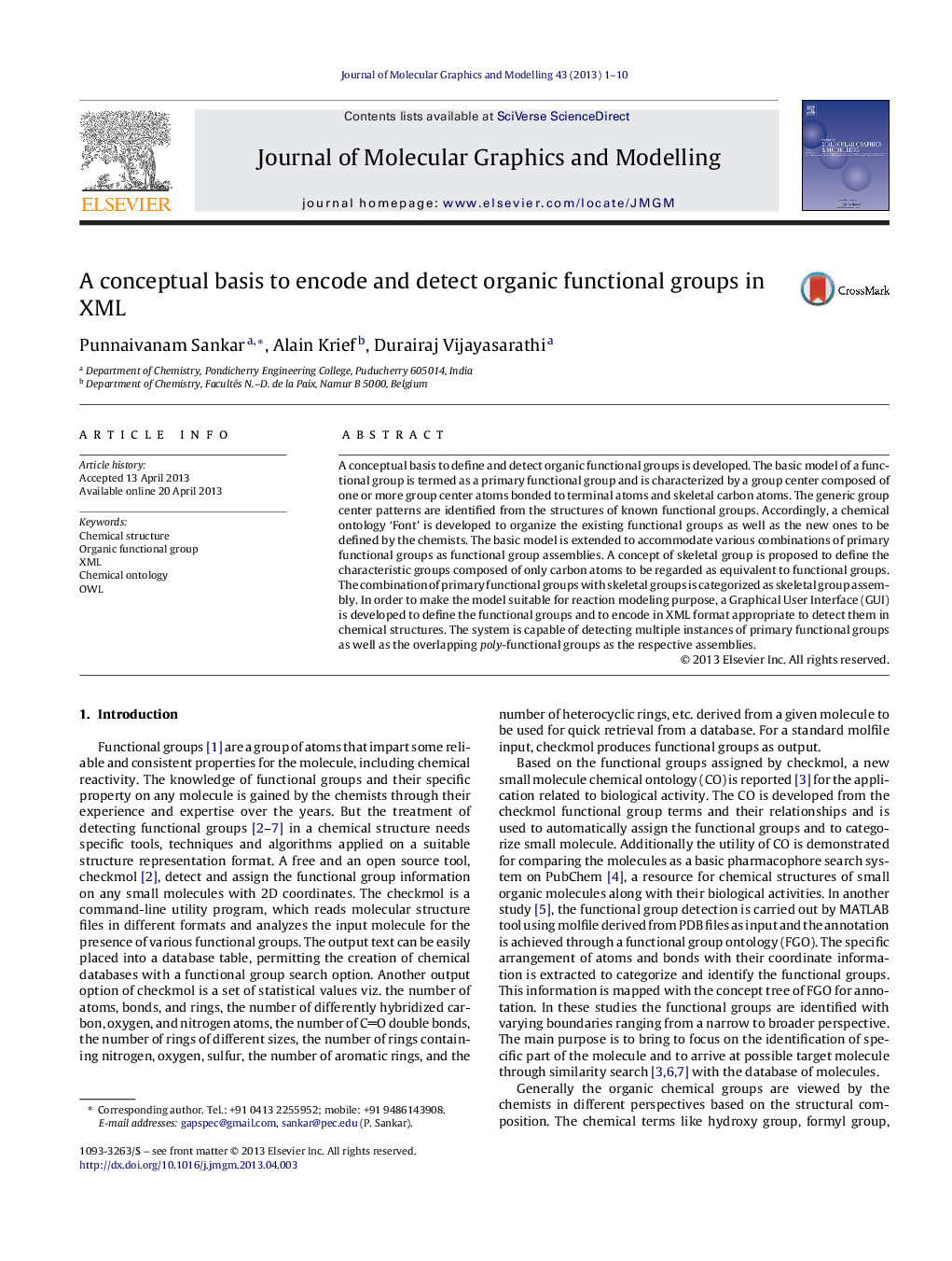 A conceptual basis to encode and detect organic functional groups in XML