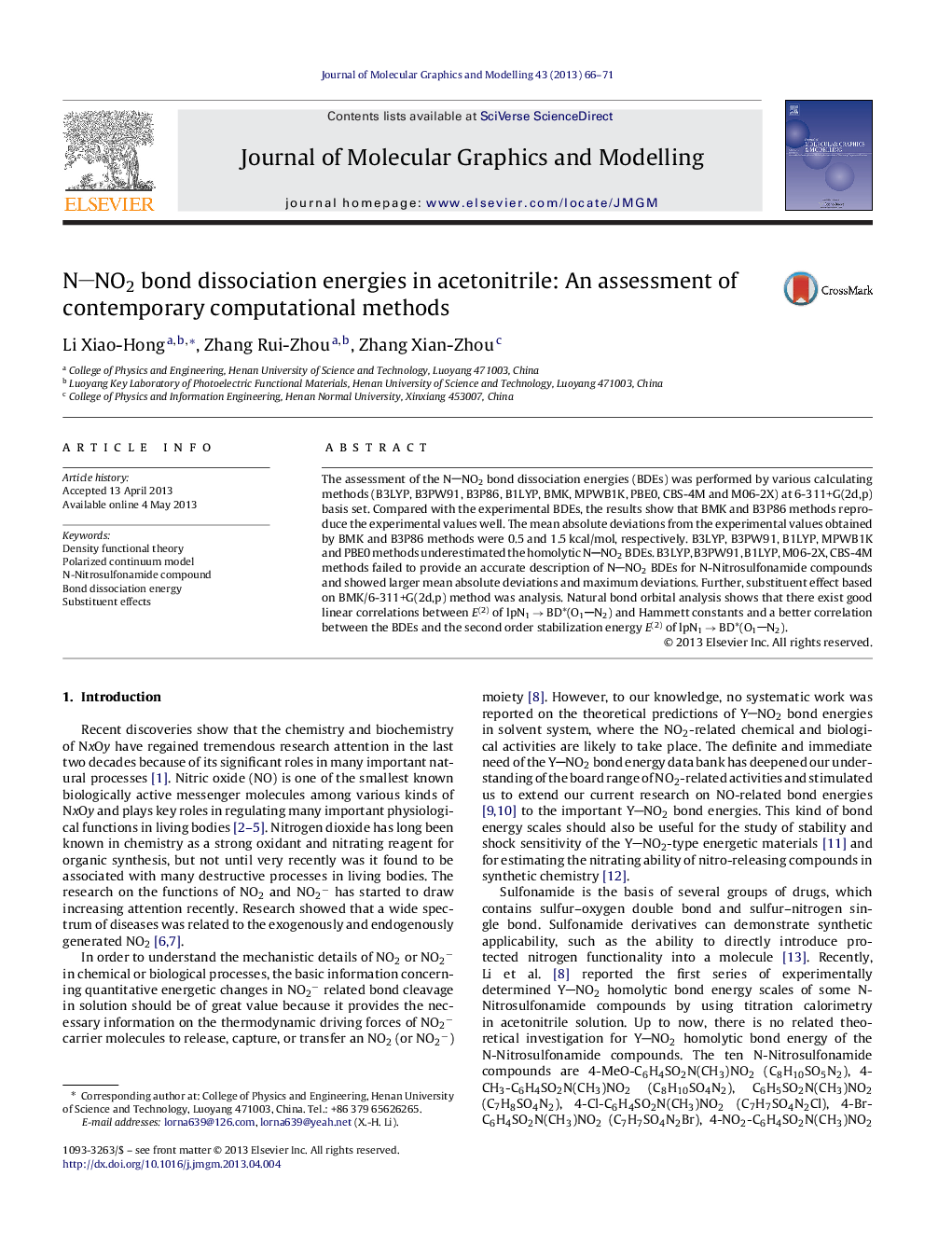 NNO2 bond dissociation energies in acetonitrile: An assessment of contemporary computational methods