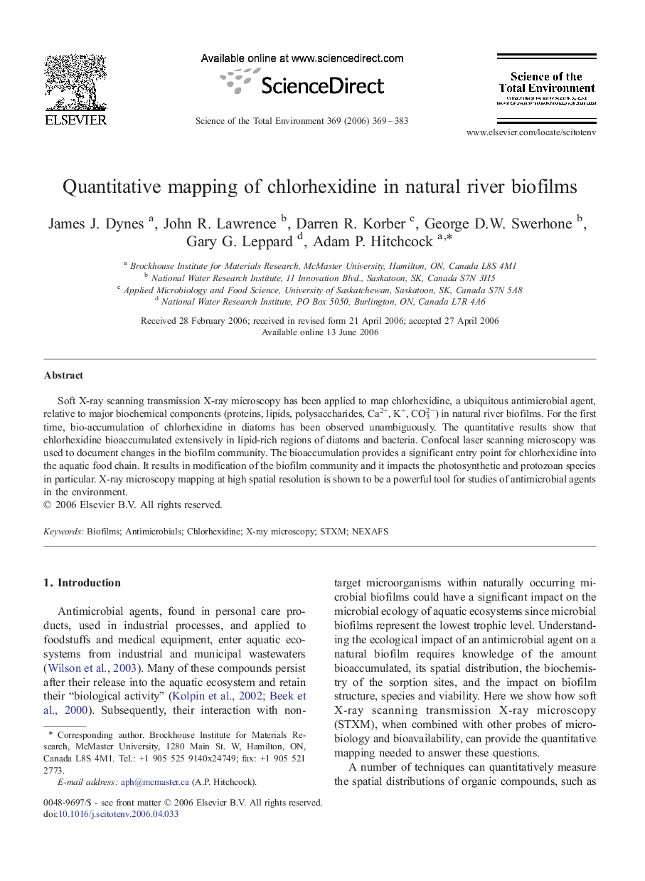 Quantitative mapping of chlorhexidine in natural river biofilms