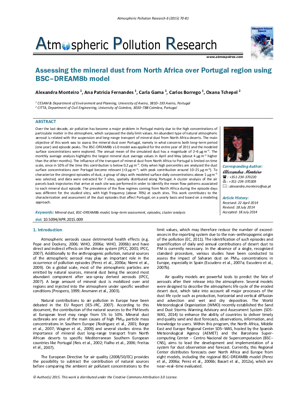 Assessing the mineral dust from North Africa over Portugal region using BSC–DREAM8b model