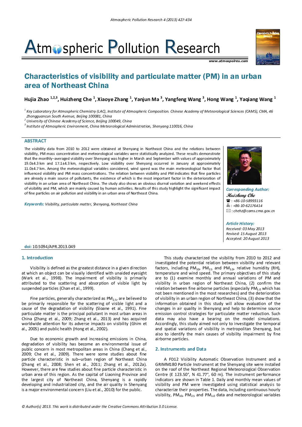 Characteristics of visibility and particulate matter (PM) in an urban area of Northeast China