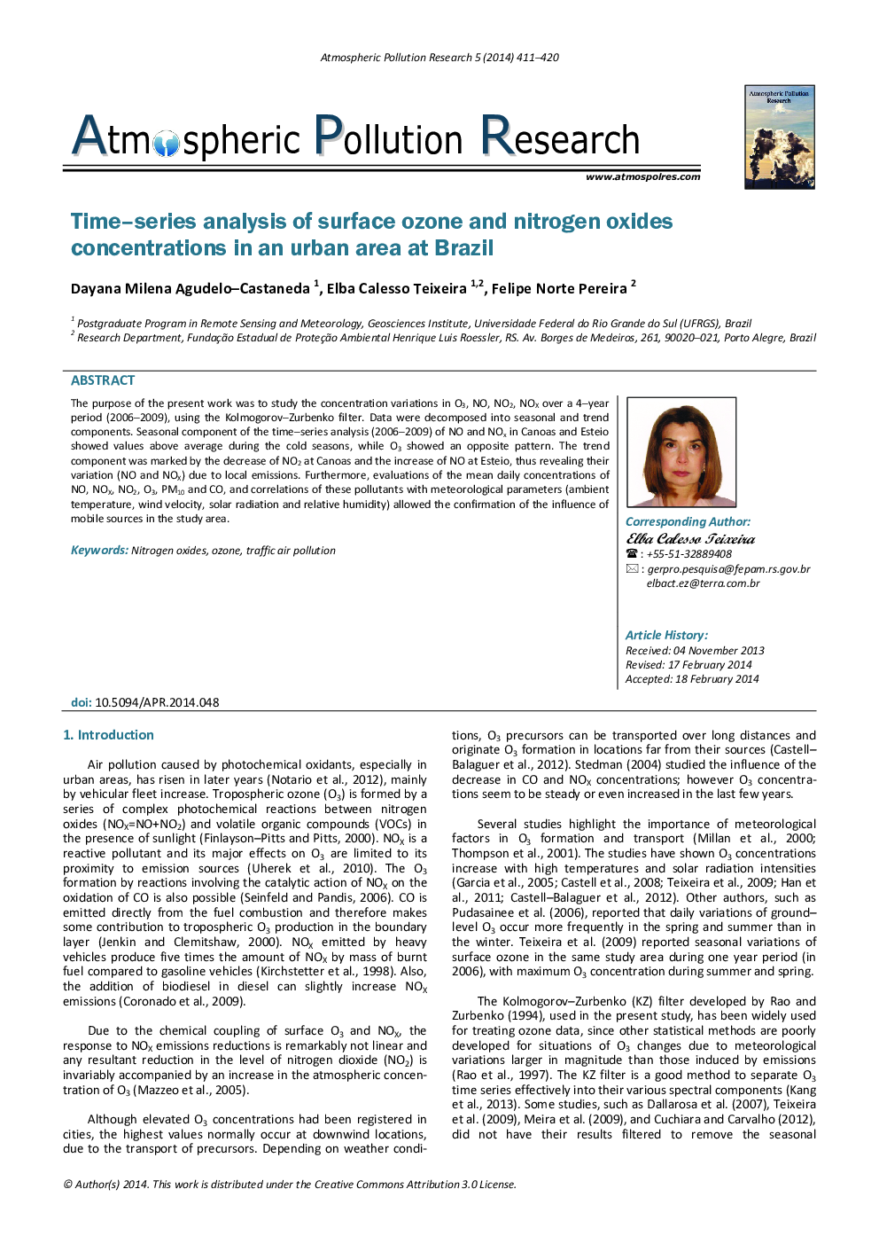 Time–series analysis of surface ozone and nitrogen oxides concentrations in an urban area at Brazil