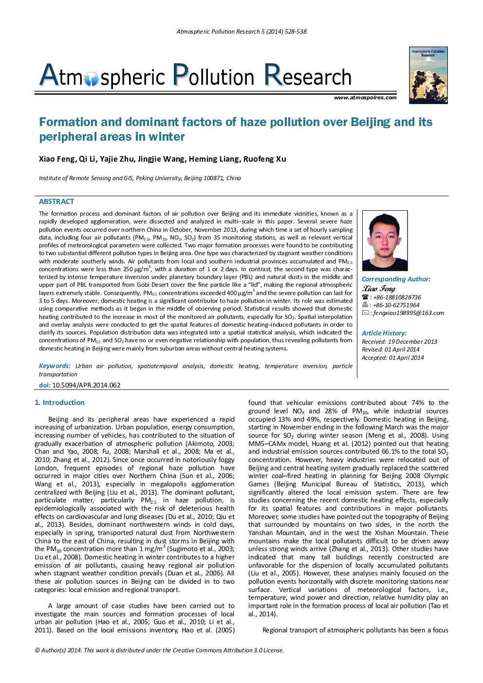 Formation and dominant factors of haze pollution over Beijing and its peripheral areas in winter