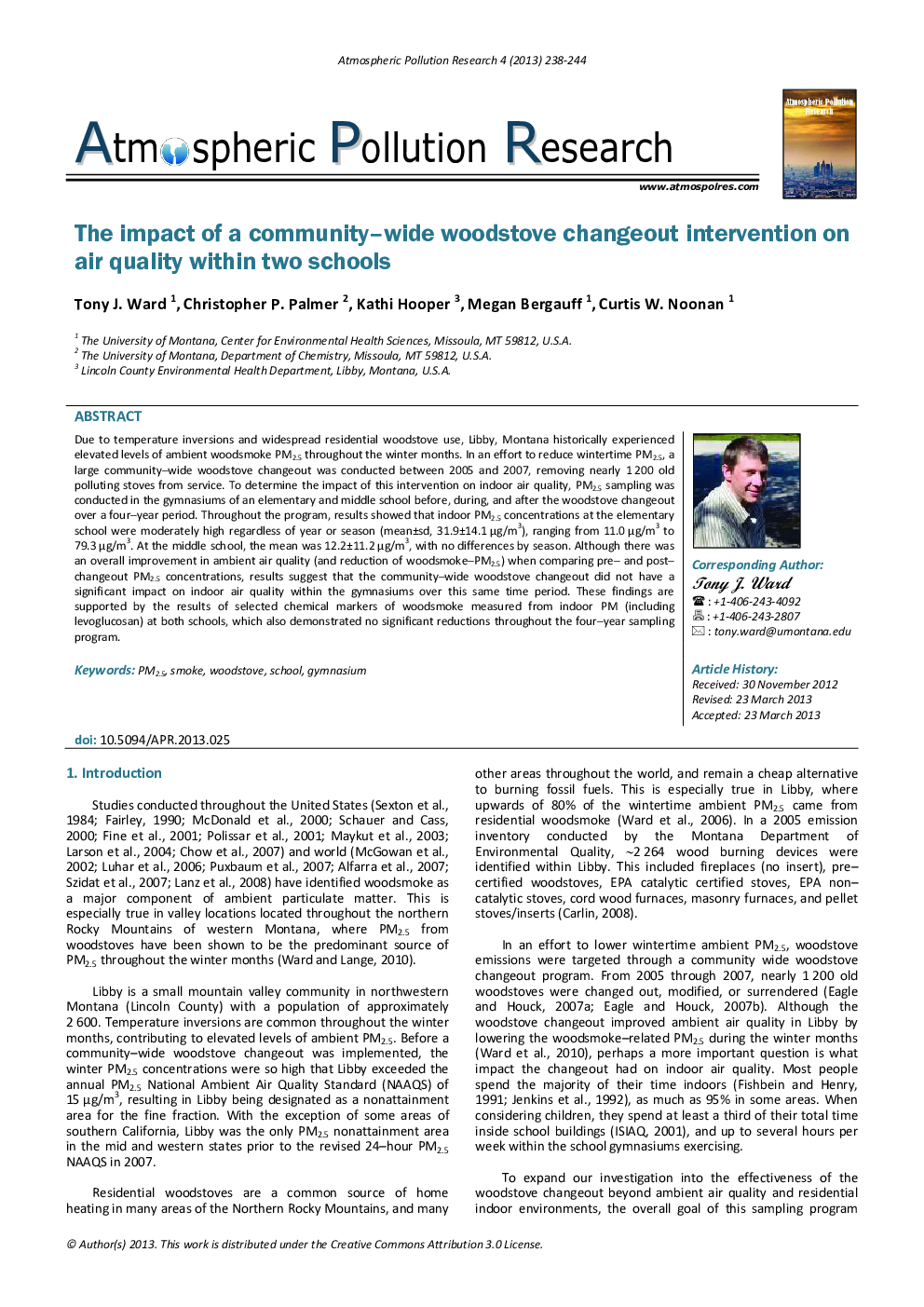 The impact of a community–wide woodstove changeout intervention on air quality within two schools