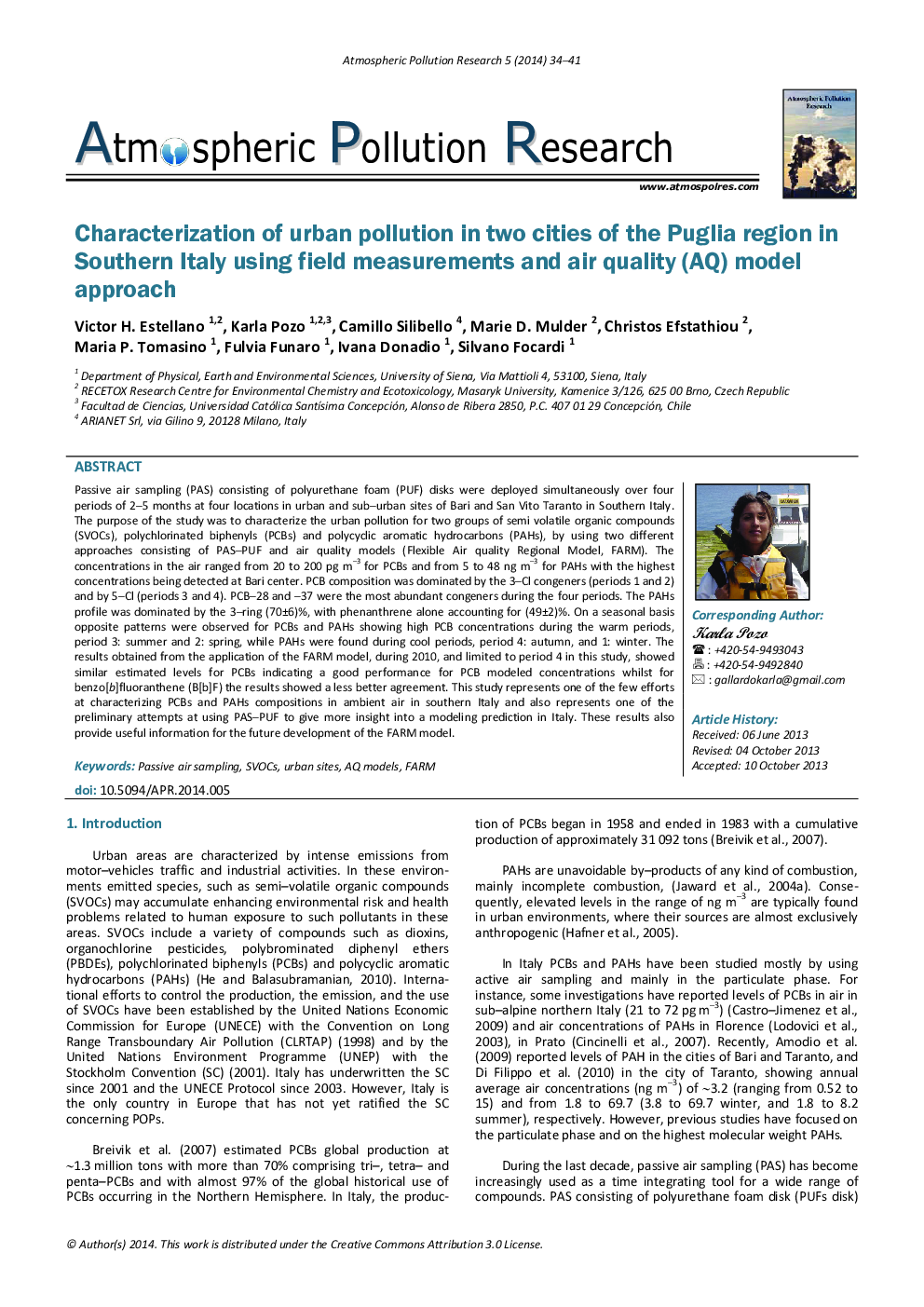 Characterization of urban pollution in two cities of the Puglia region in Southern Italy using field measurements and air quality (AQ) model approach