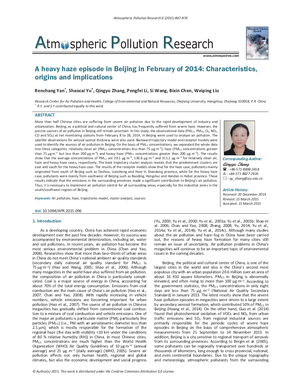 A heavy haze episode in Beijing in February of 2014: Characteristics, origins and implications