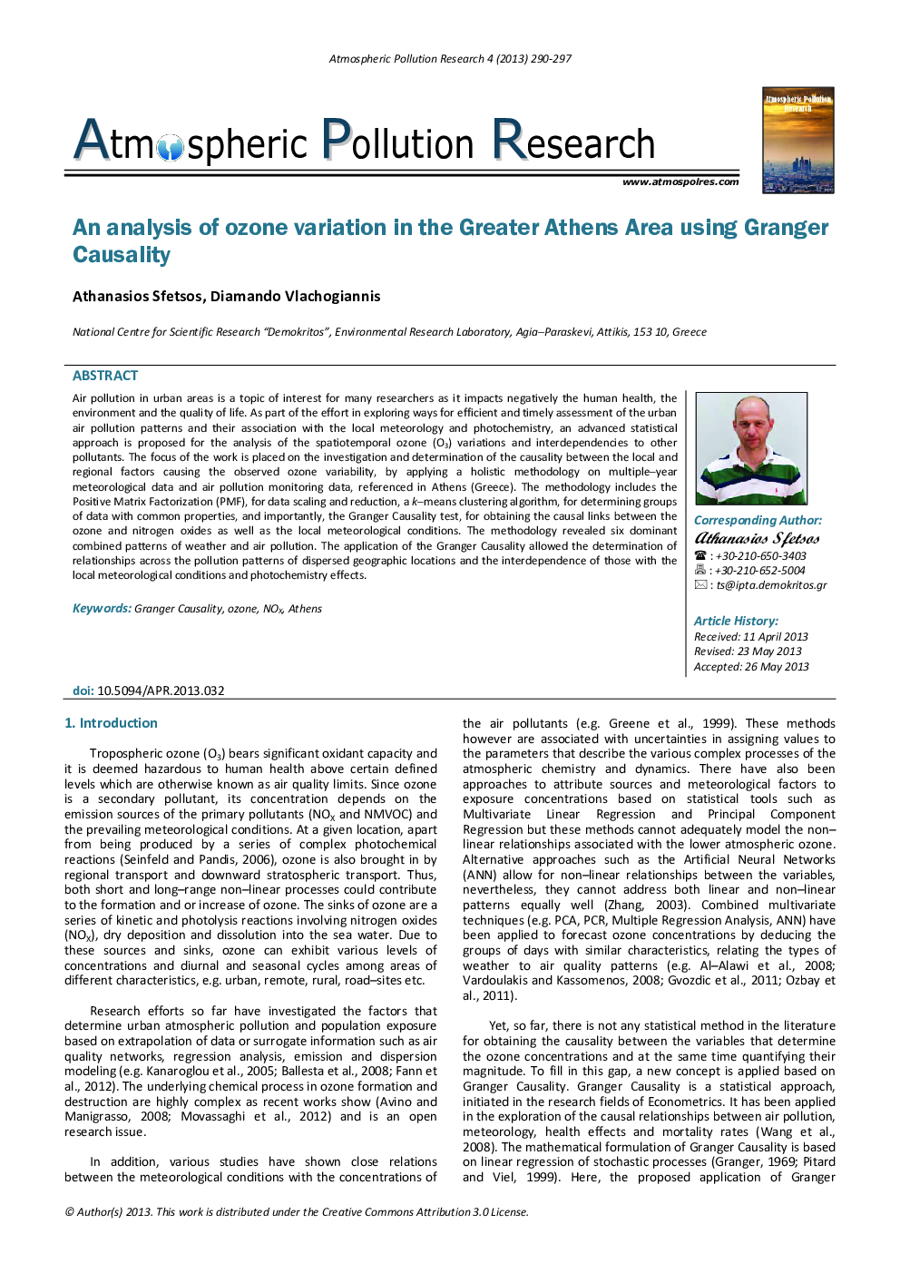 An analysis of ozone variation in the Greater Athens Area using Granger Causality