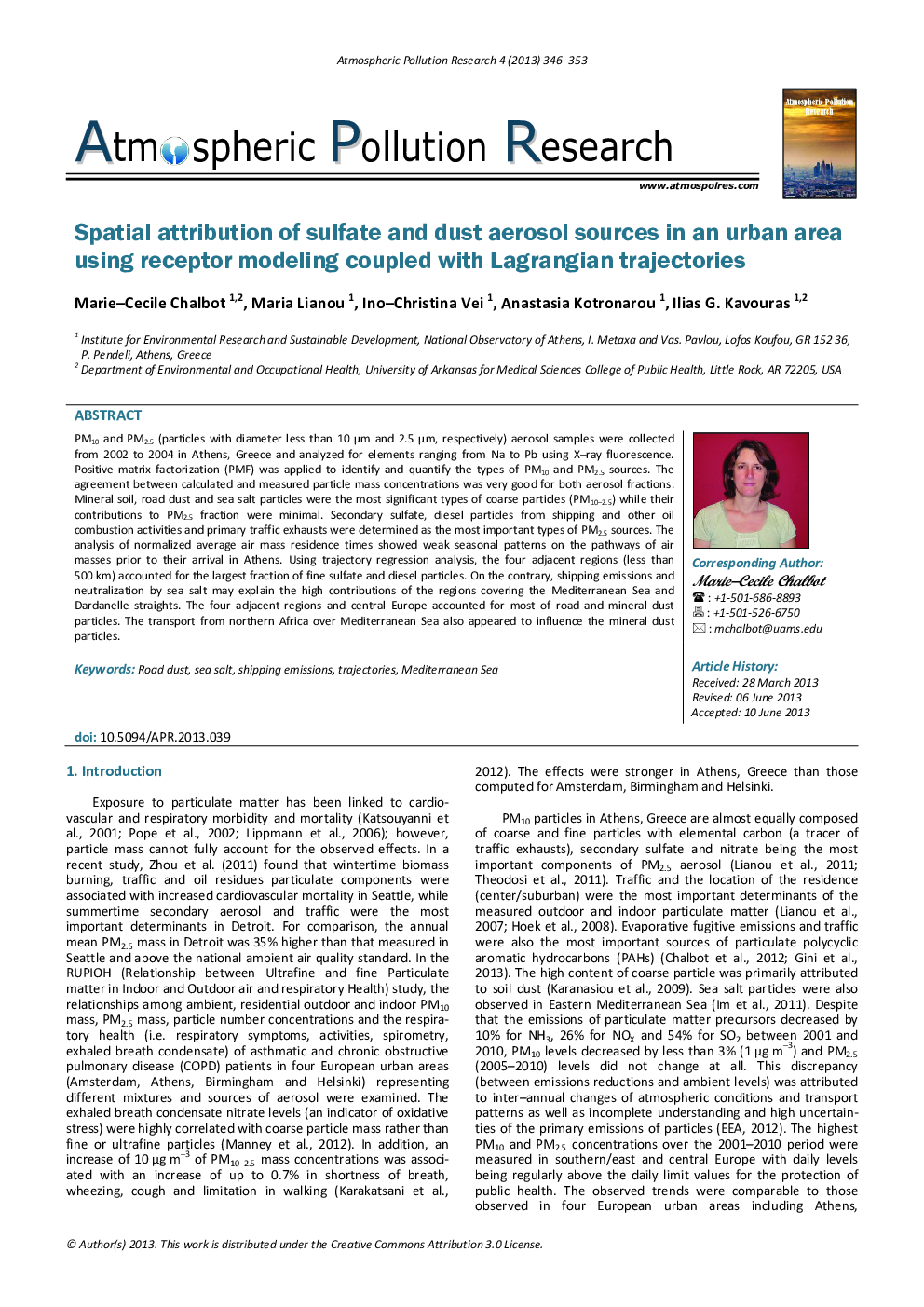 Spatial attribution of sulfate and dust aerosol sources in an urban area using receptor modeling coupled with Lagrangian trajectories