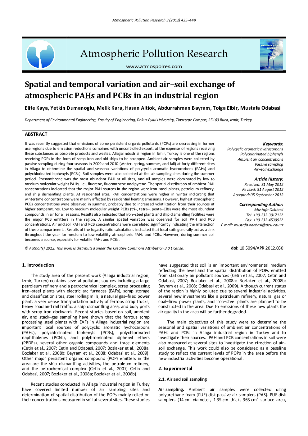 Spatial and temporal variation and air–soil exchange of atmospheric PAHs and PCBs in an industrial region