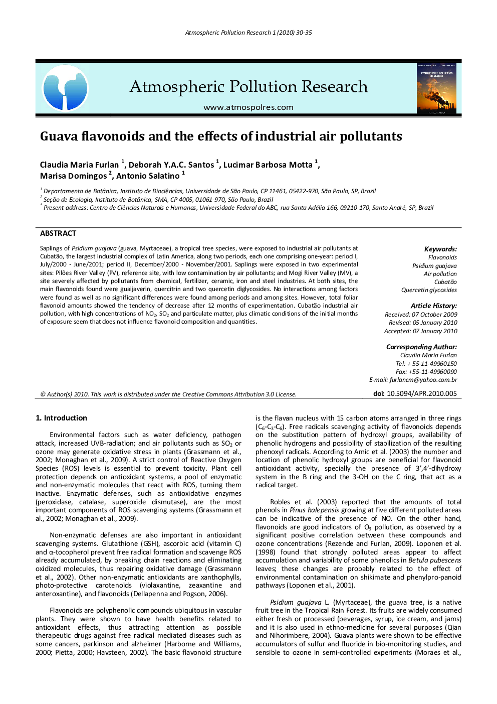 Guava flavonoids and the effects of industrial air pollutants